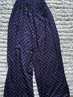 H&M Blue Flowy Pants  with Yellow Accents☀️